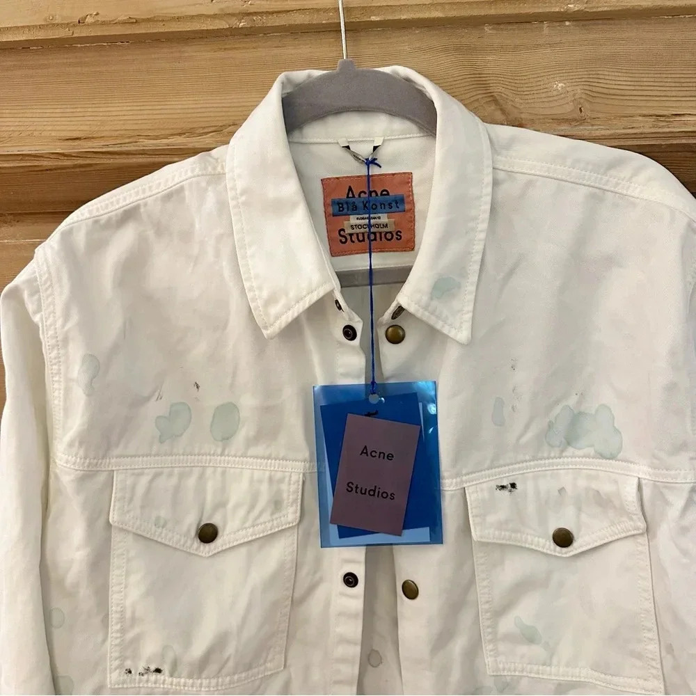 Acne Studios Paint Splattered Cotton Twill Shirt Jacket
